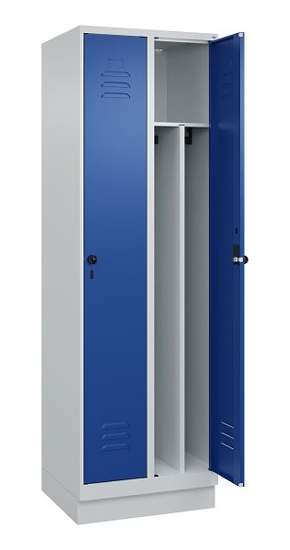 C+P Spind Classic PLUS 080020-12f mit Sockel 1 Abt.400mm Trennwand Drehriegel (HxBxT) 1950x400x500mm 7035/2004