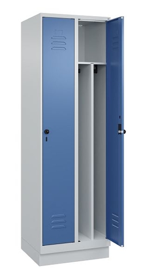 C+P Spind Classic PLUS 080020-12f mit Sockel 1 Abt.400mm Trennwand Drehriegel (HxBxT) 1950x400x500mm 7035/2004