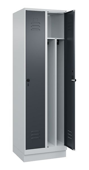 C+P Spind Classic PLUS 080020-12f mit Sockel 1 Abt.400mm Trennwand Drehriegel (HxBxT) 1950x400x500mm 7035/2004