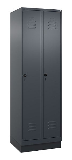 C+P Spind Classic PLUS 080020-12f mit Sockel 1 Abt.400mm Trennwand Drehriegel (HxBxT) 1950x400x500mm 7035/2004