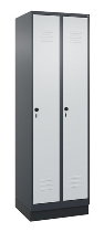 C+P Spind Classic PLUS 080020-12f mit Sockel 1 Abt.400mm Trennwand Drehriegel (HxBxT) 1950x400x500mm 7035/2004