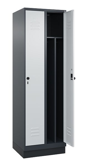 C+P Spind Classic PLUS 080020-12f mit Sockel 1 Abt.400mm Trennwand Drehriegel (HxBxT) 1950x400x500mm 7035/2004