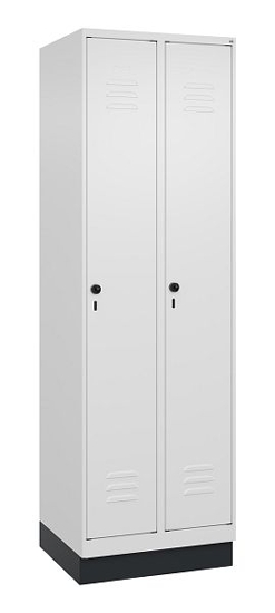 C+P Spind Classic PLUS 080020-12f mit Sockel 1 Abt.400mm Trennwand Drehriegel (HxBxT) 1950x400x500mm 7035/2004