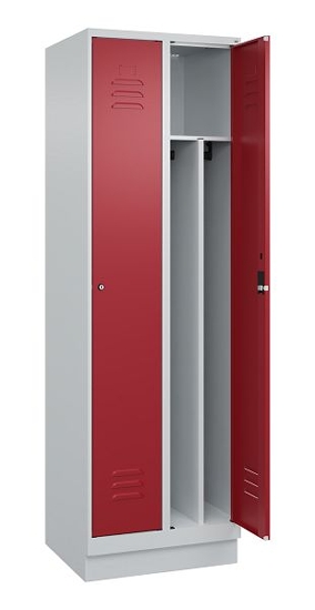 C+P Spind Classic PLUS 080020-12f mit Sockel 1 Abt.400mm Trennwand Drehriegel (HxBxT) 1950x400x500mm 7035/2004