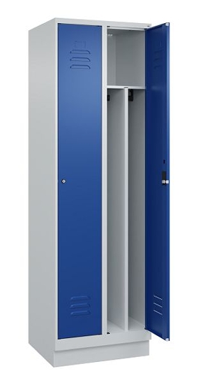 C+P Spind Classic PLUS 080020-12f mit Sockel 1 Abt.400mm Trennwand Drehriegel (HxBxT) 1950x400x500mm 7035/2004