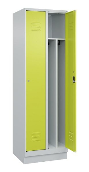 C+P Spind Classic PLUS 080020-12f mit Sockel 1 Abt.400mm Trennwand Drehriegel (HxBxT) 1950x400x500mm 7035/2004