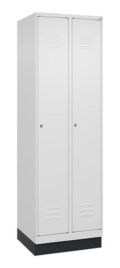 C+P Spind Classic PLUS 080020-12f mit Sockel 1 Abt.400mm Trennwand Drehriegel (HxBxT) 1950x400x500mm 7035/2004