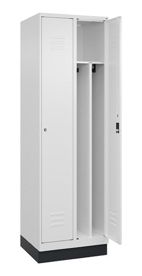 C+P Spind Classic PLUS 080020-12f mit Sockel 1 Abt.400mm Trennwand Drehriegel (HxBxT) 1950x400x500mm 7035/2004