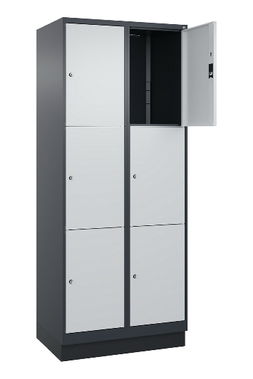 C+P Schließfachschrank Classic PLUS, 2 Abteile, 1850x800x500mm, 7035/5012