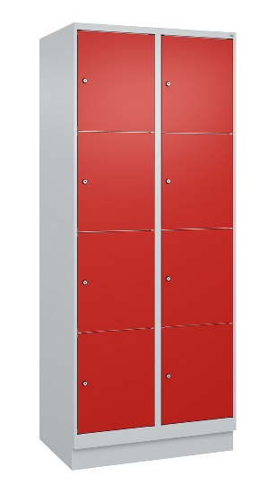 C+P Schließfachschrank Classic PLUS, Füße, 2 Abteile, 1950x800x500mm, 7035/7016