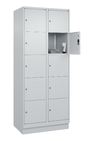 C+P Schließfachschrank Classic PLUS, Sockel, 4 Abteile, 1950x1200x500mm, 9016/9016