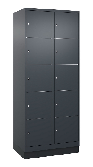 C+P Schließfachschrank Classic PLUS, 2 Abteile, 1850x600x500mm, 7035/3020