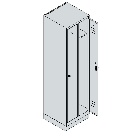 C+P Spind Classic PLUS 080020-39 mit Sockel 3 Abt. 250mm Drehriegel (HxBxT) 1950x750x500mm 7035/3003