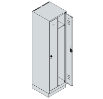 C+P Spind Classic PLUS 080020-39 mit Sockel 3 Abt. 250mm Drehriegel (HxBxT) 1950x750x500mm 7035/3003