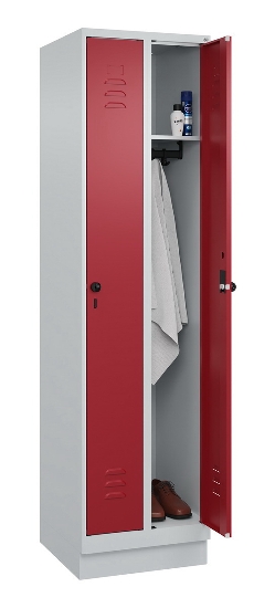 C+P Spind Classic PLUS 080020-39 mit Sockel 3 Abt. 250mm Drehriegel (HxBxT) 1950x750x500mm 7035/3003