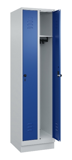 C+P Spind Classic PLUS 080020-39 mit Sockel 3 Abt. 250mm Drehriegel (HxBxT) 1950x750x500mm 7035/3003