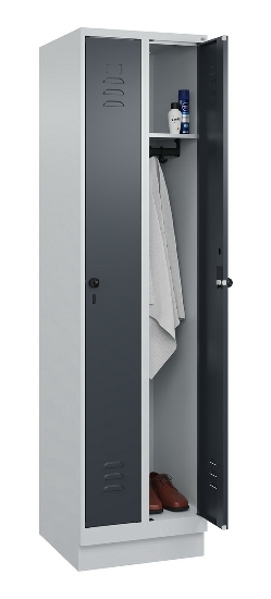 C+P Spind Classic PLUS 080020-39 mit Sockel 3 Abt. 250mm Drehriegel (HxBxT) 1950x750x500mm 7035/3003