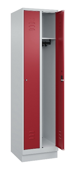C+P Spind Classic PLUS 080020-39 mit Sockel 3 Abt. 250mm Drehriegel (HxBxT) 1950x750x500mm 7035/3003
