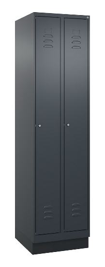 C+P Spind Classic PLUS 080020-39 mit Sockel 3 Abt. 250mm Drehriegel (HxBxT) 1950x750x500mm 7035/3003