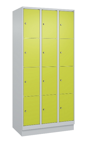 C+P Schließfachschrank Classic PLUS, Füße, 2 Abteile, 1950x600x500mm, 9016/9016