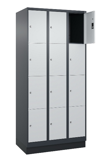 C+P Schließfachschrank Classic PLUS, 1 Abt. 4 Fächer übereinander, 1850x300x500mm, 7016/7016