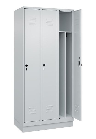 C+P Spind Classic PLUS 080020-12f mit Sockel 1 Abt.400mm Trennwand Drehriegel (HxBxT) 1950x400x500mm 7035/2004