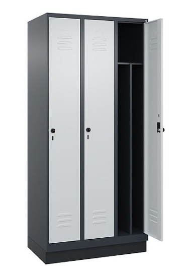 C+P Spind Classic PLUS 080020-12f mit Sockel 1 Abt.400mm Trennwand Drehriegel (HxBxT) 1950x400x500mm 7035/2004