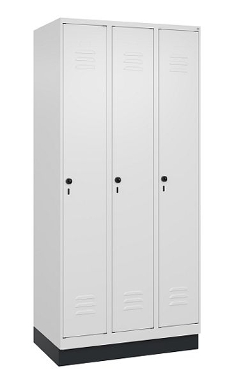 C+P Spind Classic PLUS 080020-12f mit Sockel 1 Abt.400mm Trennwand Drehriegel (HxBxT) 1950x400x500mm 7035/2004