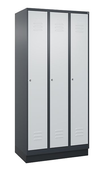 C+P Spind Classic PLUS 080020-12f mit Sockel 1 Abt.400mm Trennwand Drehriegel (HxBxT) 1950x400x500mm 7035/2004