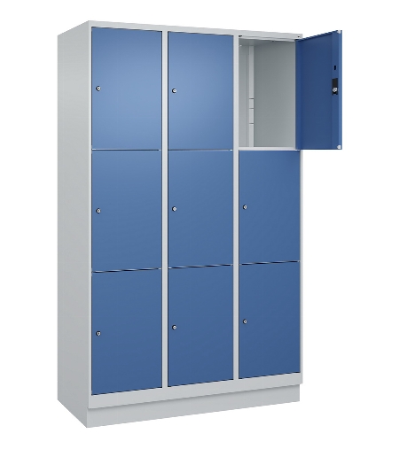 C+P Schließfachschrank Classic PLUS, Füße, 2 Abteile, 1950x800x500mm, 7035/7016