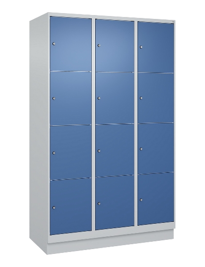 C+P Schließfachschrank Classic PLUS, Füße, 3 Abteile, 1950x900x500mm, 9016/9016