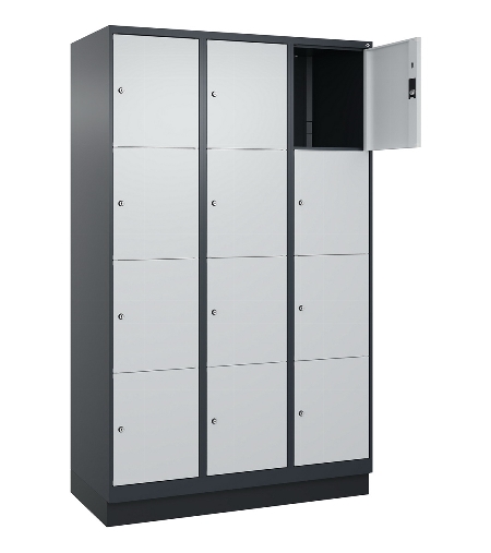 C+P Schließfachschrank Classic PLUS, Sockel, 4 Abteile, 1950x1200x500mm, 7016/7016