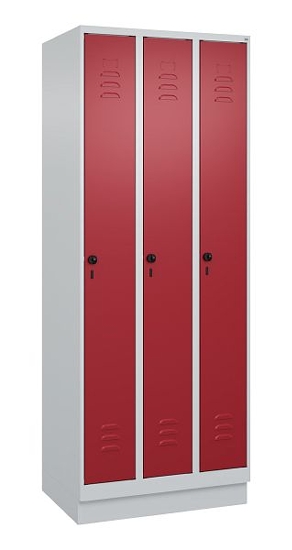 C+P Spind Classic PLUS 080020-39 mit Sockel 3 Abt. 250mm Drehriegel (HxBxT) 1950x750x500mm 7035/3003