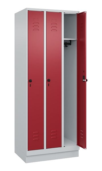 C+P Spind Classic PLUS 080020-39 mit Sockel 3 Abt. 250mm Drehriegel (HxBxT) 1950x750x500mm 7035/3003