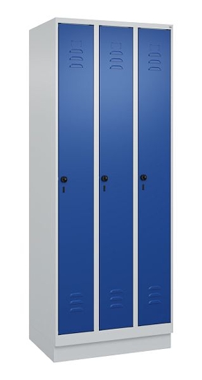 C+P Spind Classic PLUS 080020-39 mit Sockel 3 Abt. 250mm Drehriegel (HxBxT) 1950x750x500mm 7035/3003