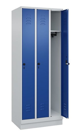 C+P Spind Classic PLUS 080020-39 mit Sockel 3 Abt. 250mm Drehriegel (HxBxT) 1950x750x500mm 7035/3003
