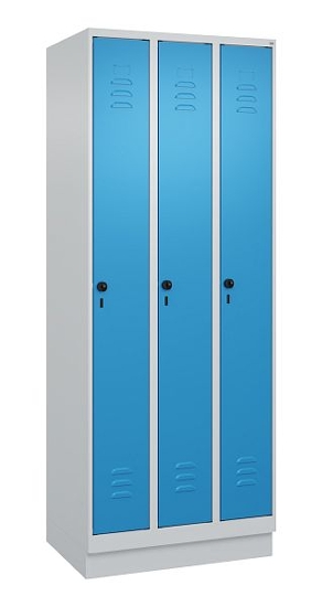 C+P Spind Classic PLUS 080020-39 mit Sockel 3 Abt. 250mm Drehriegel (HxBxT) 1950x750x500mm 7035/3003