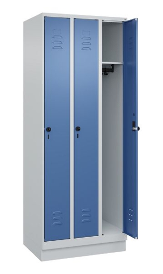 C+P Spind Classic PLUS 080020-39 mit Sockel 3 Abt. 250mm Drehriegel (HxBxT) 1950x750x500mm 7035/3003