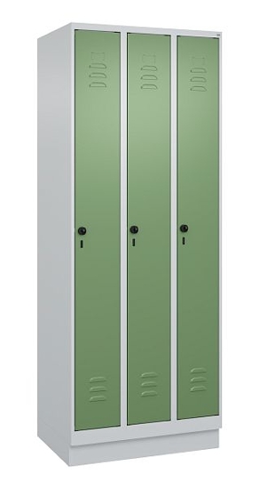 C+P Spind Classic PLUS 080020-39 mit Sockel 3 Abt. 250mm Drehriegel (HxBxT) 1950x750x500mm 7035/3003