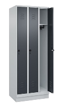 C+P Spind Classic PLUS 080020-39 mit Sockel 3 Abt. 250mm Drehriegel (HxBxT) 1950x750x500mm 7035/3003