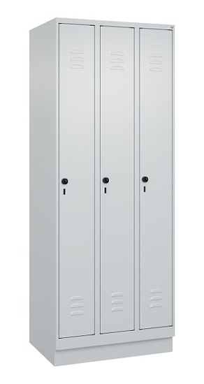 C+P Spind Classic PLUS 080020-39 mit Sockel 3 Abt. 250mm Drehriegel (HxBxT) 1950x750x500mm 7035/3003