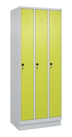 C+P Spind Classic PLUS 080020-39 mit Sockel 3 Abt. 250mm Drehriegel (HxBxT) 1950x750x500mm 7035/3003
