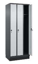 C+P Spind Classic PLUS 080020-39 mit Sockel 3 Abt. 250mm Drehriegel (HxBxT) 1950x750x500mm 7035/3003