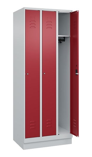 C+P Spind Classic PLUS 080020-39 mit Sockel 3 Abt. 250mm Drehriegel (HxBxT) 1950x750x500mm 7035/3003