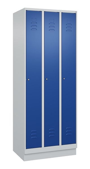 C+P Spind Classic PLUS 080020-39 mit Sockel 3 Abt. 250mm Drehriegel (HxBxT) 1950x750x500mm 7035/3003