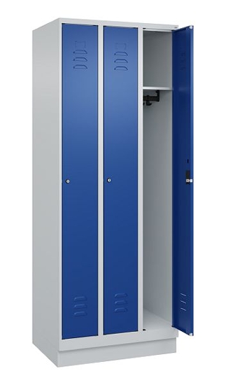 C+P Spind Classic PLUS 080020-39 mit Sockel 3 Abt. 250mm Drehriegel (HxBxT) 1950x750x500mm 7035/3003