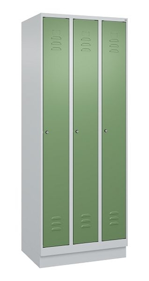 C+P Spind Classic PLUS 080020-39 mit Sockel 3 Abt. 250mm Drehriegel (HxBxT) 1950x750x500mm 7035/3003