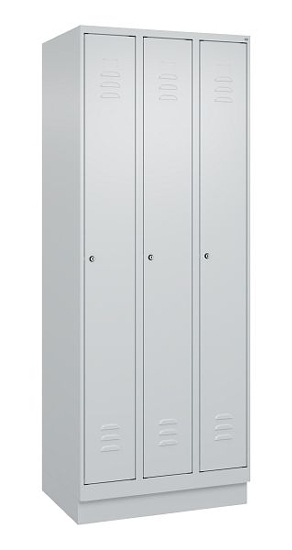 C+P Spind Classic PLUS 080020-39 mit Sockel 3 Abt. 250mm Drehriegel (HxBxT) 1950x750x500mm 7035/3003