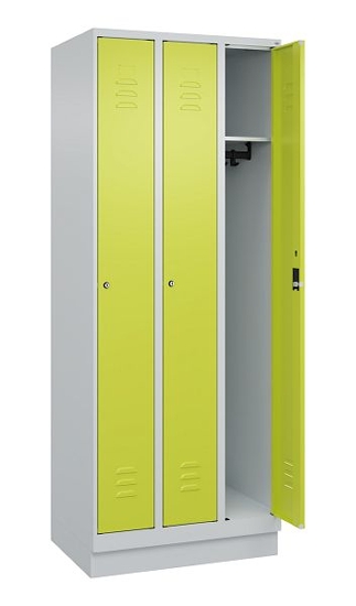 C+P Spind Classic PLUS 080020-39 mit Sockel 3 Abt. 250mm Drehriegel (HxBxT) 1950x750x500mm 7035/3003