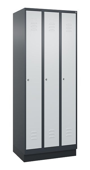 C+P Spind Classic PLUS 080020-39 mit Sockel 3 Abt. 250mm Drehriegel (HxBxT) 1950x750x500mm 7035/3003
